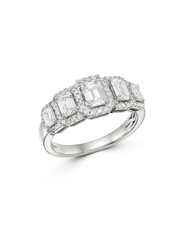 Bloomingdale's Emerald-cut Diamond 5-stone Ring In 14k White Gold, 1.5 Ct. T.w. - 100% Exclusive