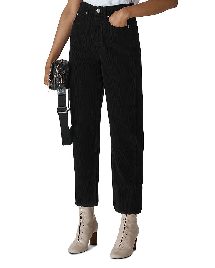 Shop Whistles High-rise Cropped Corduroy Pants In Black
