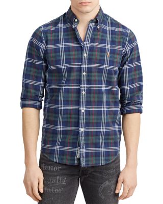 polo ralph lauren men's classic fit plaid oxford shirt