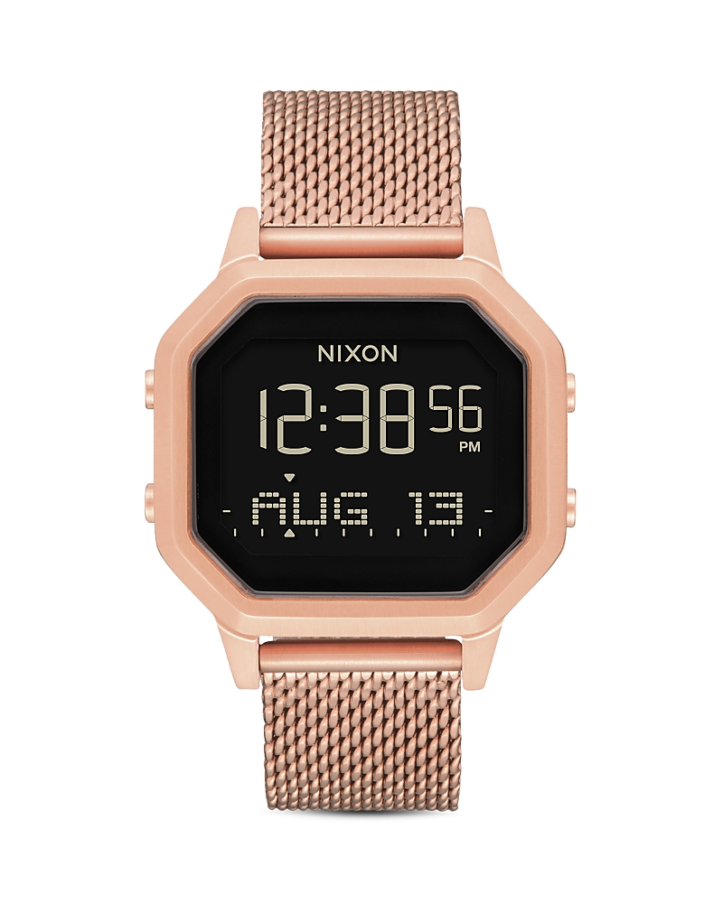 Nixon Siren Milanese All-black Mesh Bracelet Watch, 36mm In Gold