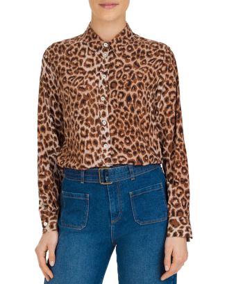 Gerard Darel Maya Leopard Print Silk Shirt | Bloomingdale's