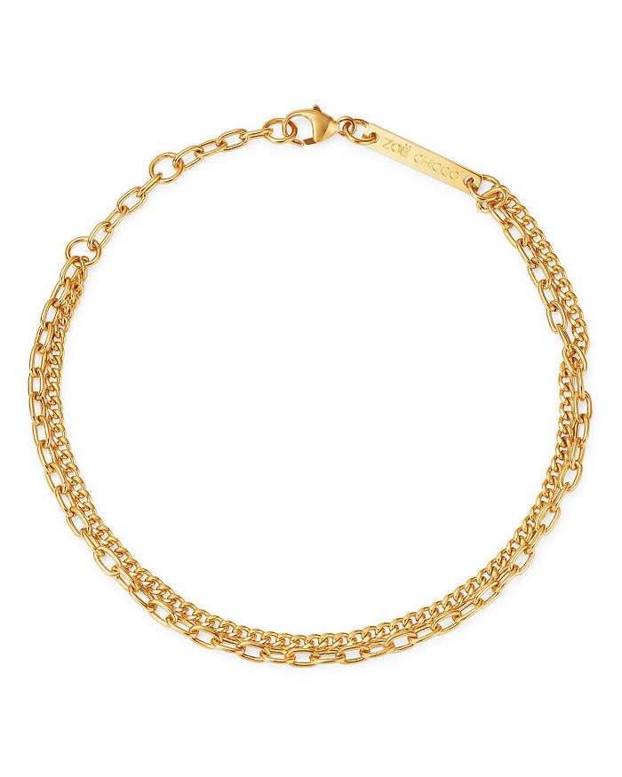 Shop Zoë Chicco 14k Yellow Gold Double-chain Bracelet