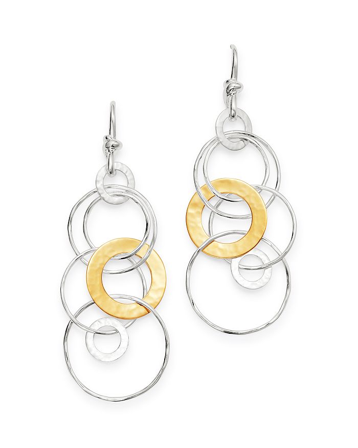 Shop Ippolita Sterling Silver & 18k Yellow Gold Chimera Circle Drop Earrings In Gold/silver