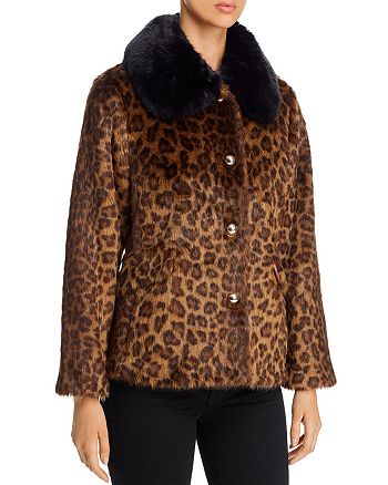 kate spade new york Leopard Print Faux Fur Coat | Bloomingdale's