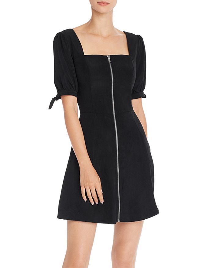 Aqua Square-neck Zip-front Dress - 100% Exclusive In Black