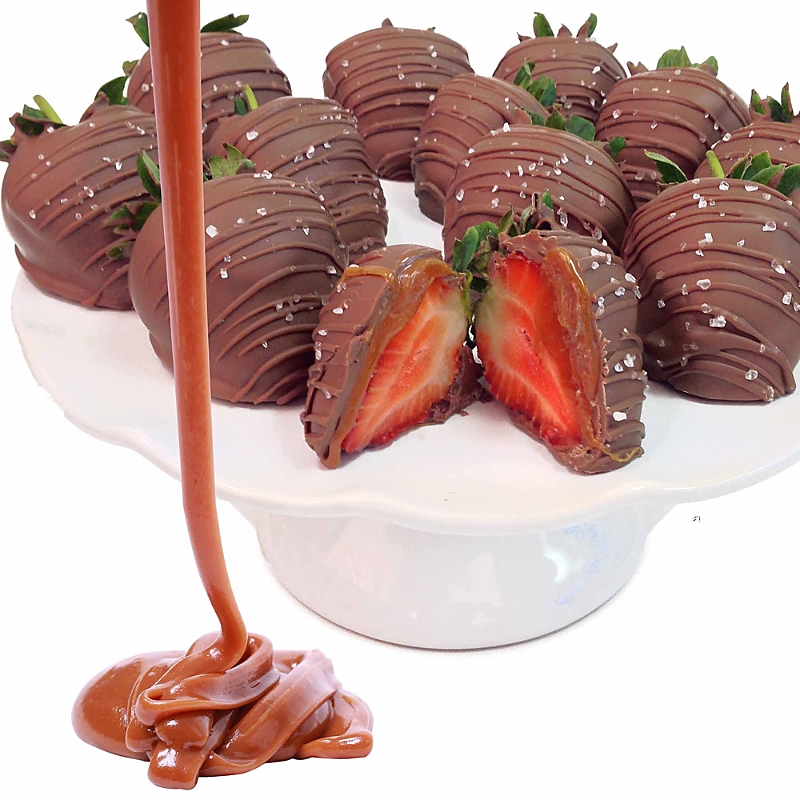 Chocolate Covered Company 12pc Belgian Milk Chocolate Sea Salt Caramel Berries