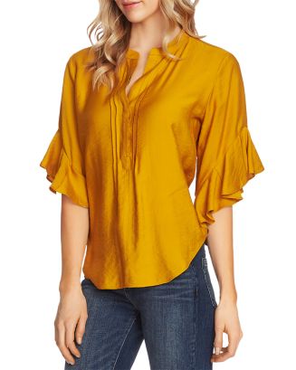 VINCE CAMUTO Pintucked Flutter-Sleeve Blouse | Bloomingdale's