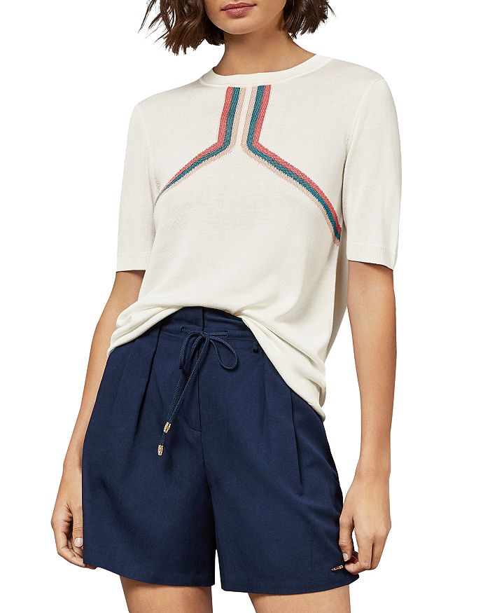 Ted Baker Sila Striped Knit Top In Ivory