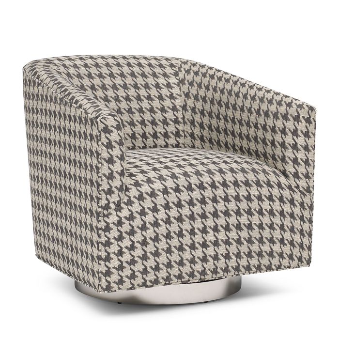 Mitchell Gold Bob Williams Cooper Swivel Chair In Houndstooth Charcoal