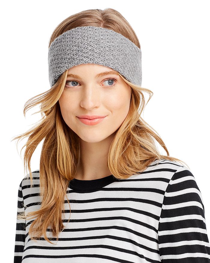 C By Bloomingdale's Waffle-knit Cashmere Headband - 100% Exclusive In Gray