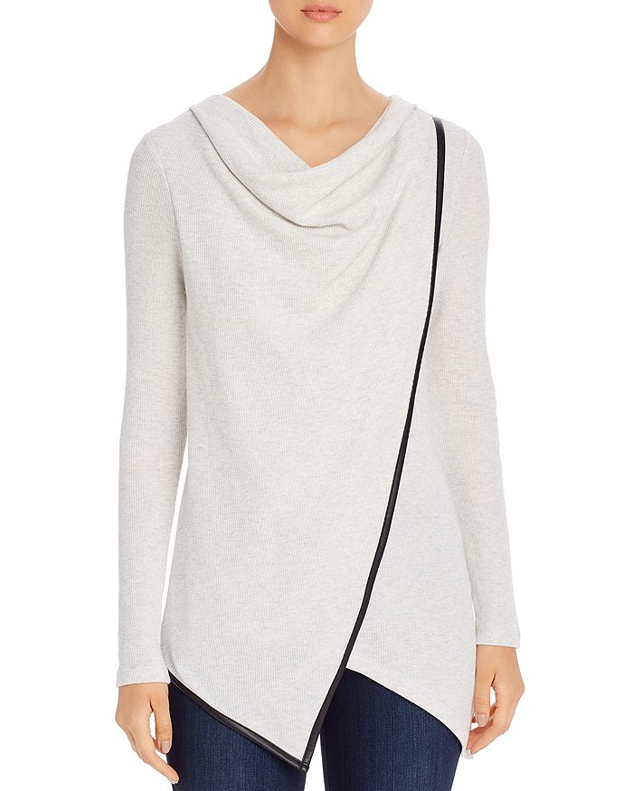 MARC NEW YORK PERFORMANCE COWL NECK WAFFLE-KNIT TOP,MN9T9173