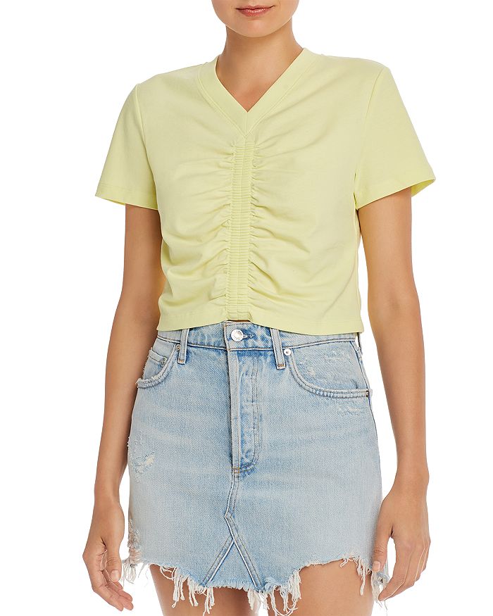 ALEXANDER WANG T WASH & GO CROPPED RUCHED TEE,4CC2191031