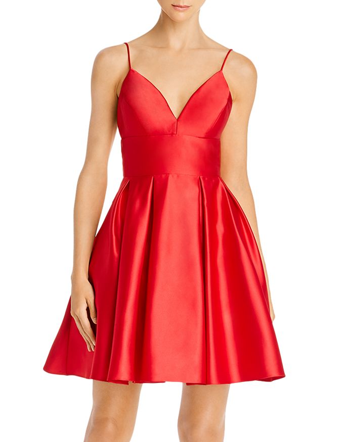 Avery G V-neck Fit-and-flare Dress In Red