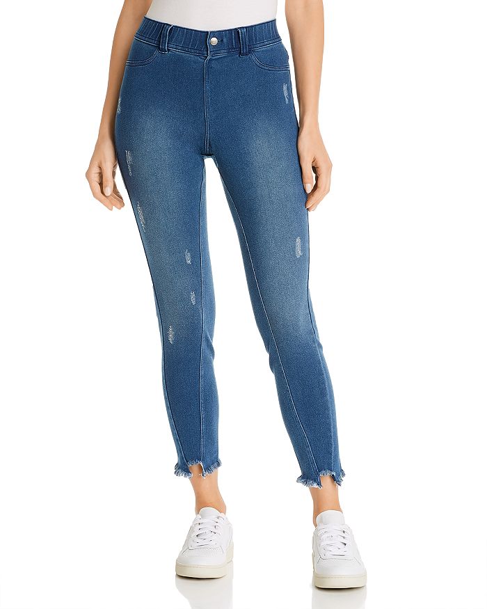 Hue distressed denim top leggings