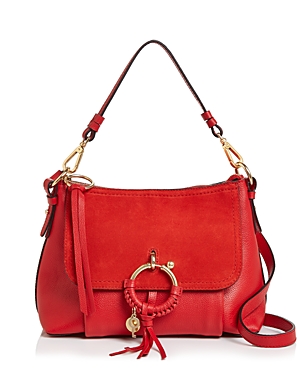 See By Chloé See By Chloe Joan Small Leather & Suede Shoulder Bag In Radiant Red/gold