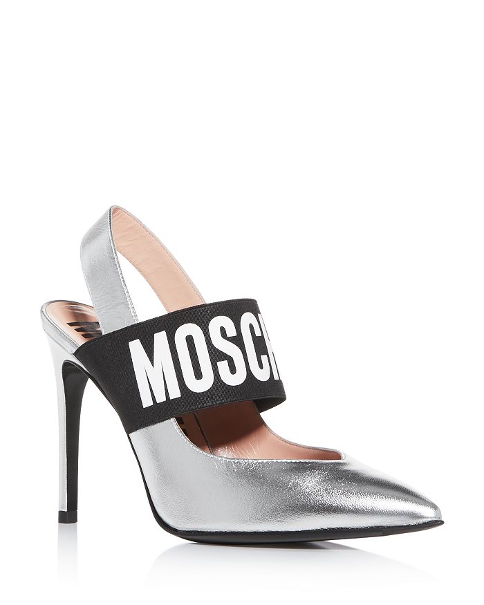 Moschino Women's Slingback Pointed-toe Pumps In Silver