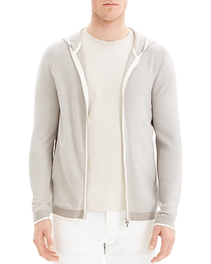 THEORY BRAGHE STRIPED ZIP-FRONT HOODIE,J0684709
