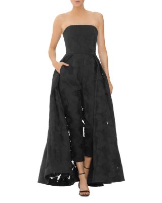 halston black overlay jumpsuit