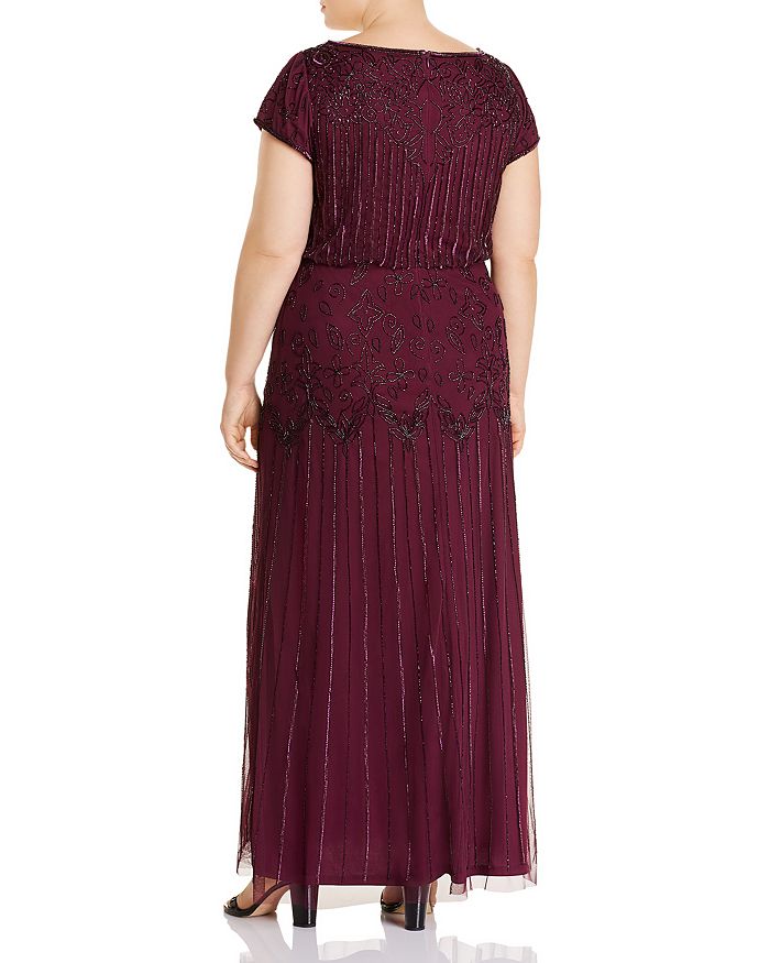 ADRIANNA PAPELL PLUS SHORT SLEEVE BEADED GOWN 191906601
