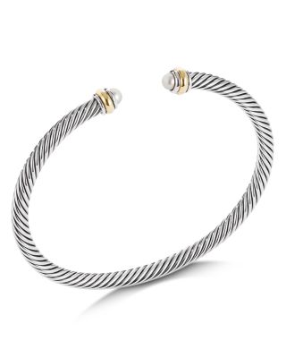 Cable Classic Bracelet with Gemstones, 18K Yellow Gold & Sterling Silver, 4mm