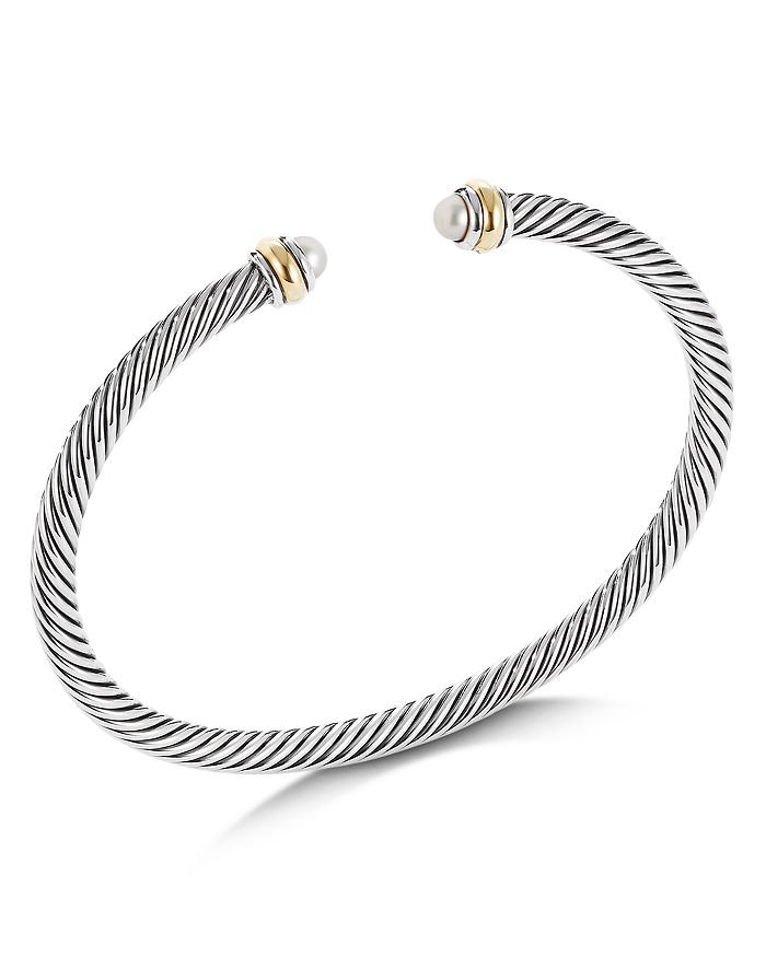 DAVID YURMAN STERLING SILVER CABLE CLASSIC BRACELET WITH PEARL & 18K YELLOW GOLD,B14711 S8BPEM