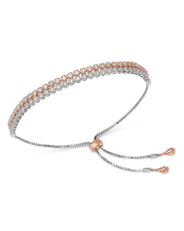 Bloomingdale's Diamond Double-row Bolo Bracelet In 14k White & Rose Gold, 1.50 Ct. T.w. - 100% Exclusive In White/rose Gold