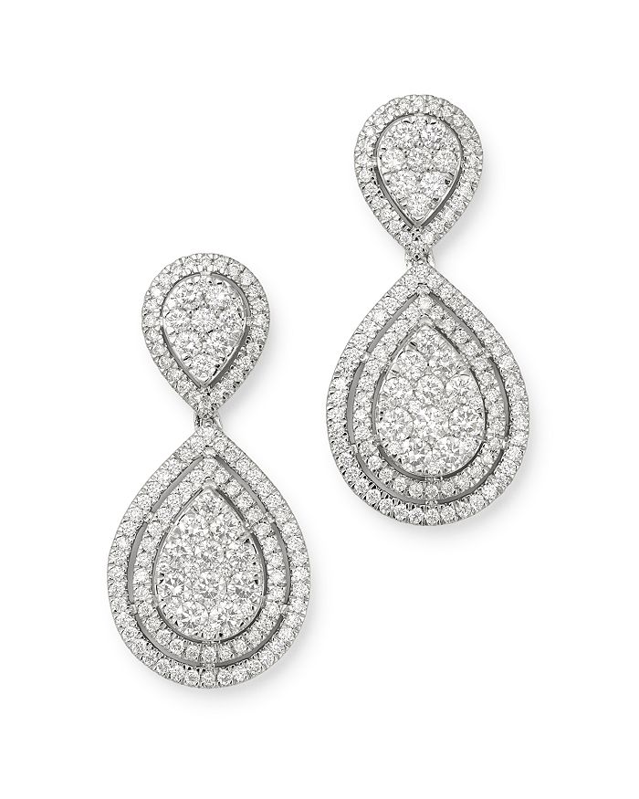 Bloomingdale's Cluster Diamond Statement Drop Earrings In 14k White Gold, 2.65 Ct. T.w. - 100% Exclusive