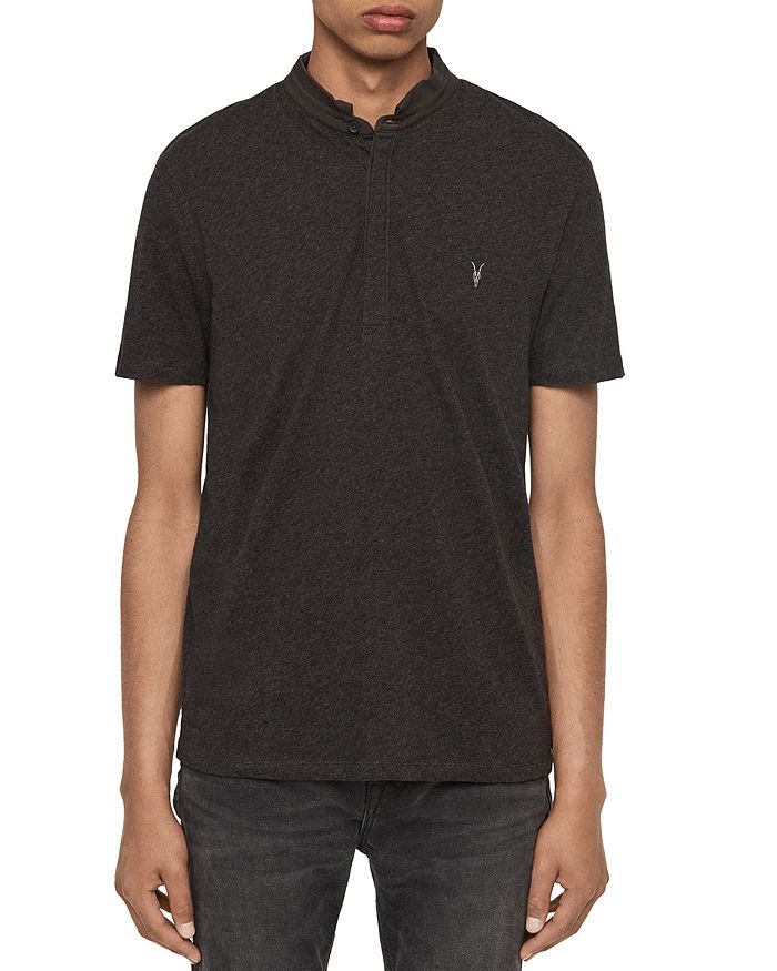 Allsaints Grail Slim Fit Polo In Charcoal Marl