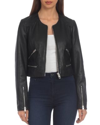 BAGATELLE.NYC Cropped Collarless Leather Jacket Bloomingdale s