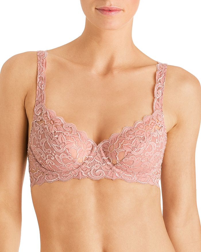 Hanro Luxury Moments Lace Unlined Underwire Bra In Rouge