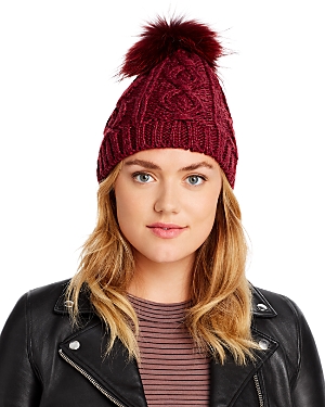 Echo Asiatic Raccoon Fur Pom-pom Cable-knit Beanie - 100% Exclusive In Boysenberry