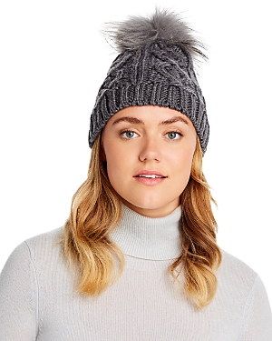 Echo Asiatic Raccoon Fur Pom-pom Cable-knit Beanie - 100% Exclusive In  Charcoal