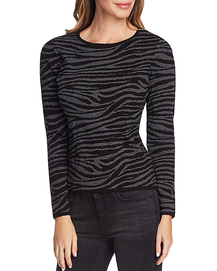Vince Camuto Zebra Jacquard Knit Sweater - 100% Exclusive In Medium Heather Gray