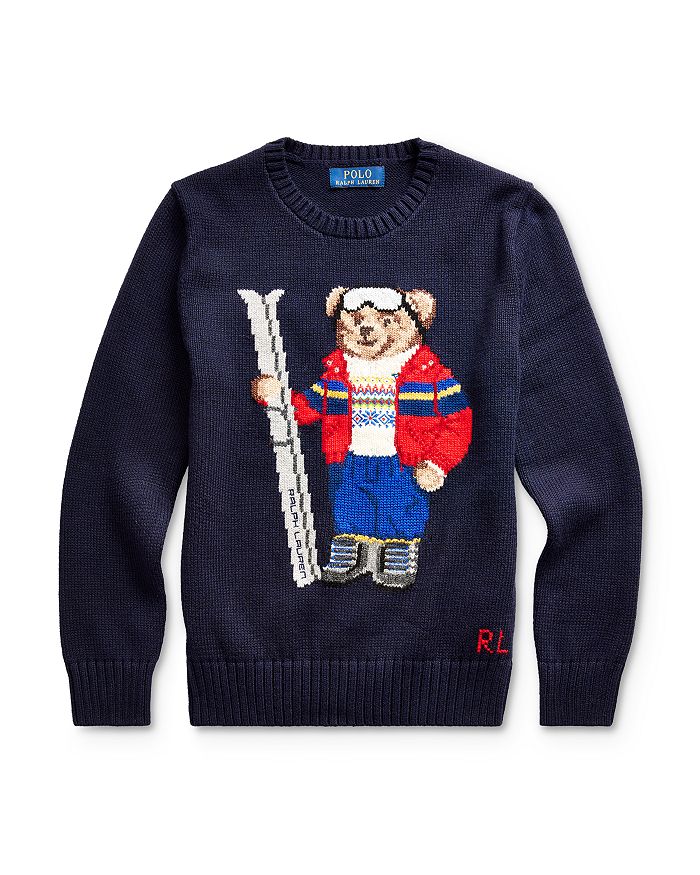 Polo Ralph Lauren Boys Blue Bear Ski Knit Sweater