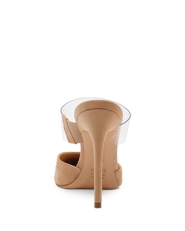 Schutz Sionne Clear Strap Pointed Toe Mule In Honey Beige | ModeSens
