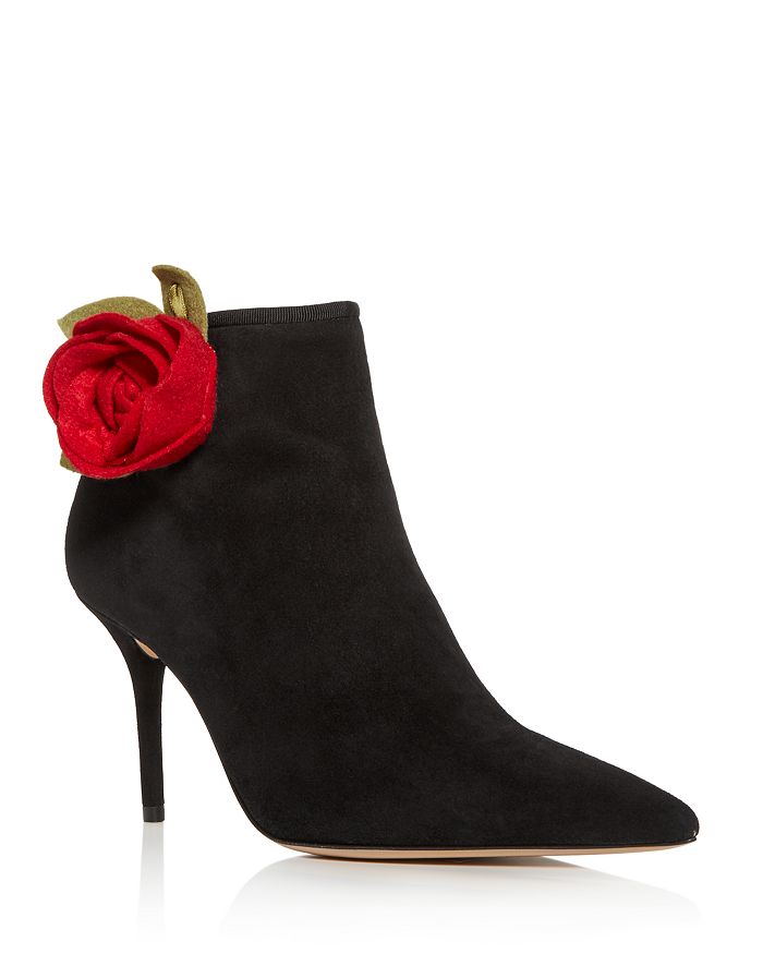 Charlotte Olympia Women's Rose Pointed-toe High-heel Booties In Black/red