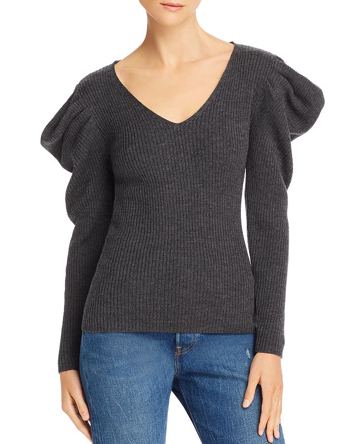 MILLY ISABELLE RIBBED WOOL PUFF-SHOULDER SWEATER,062634-Y9