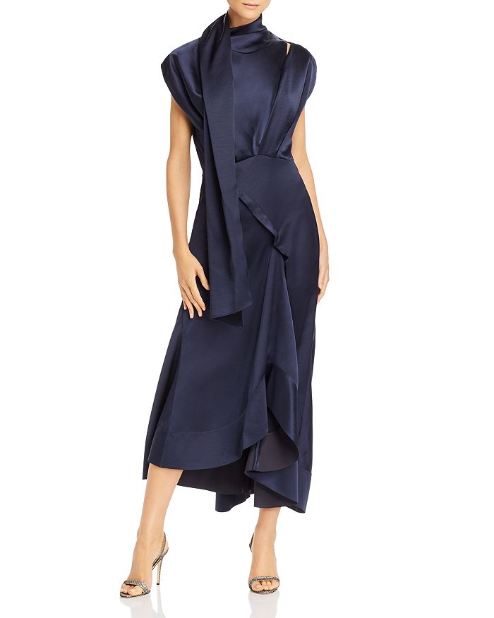 Acler Dalisay Draped Matte Satin Midi Dress Bloomingdale s