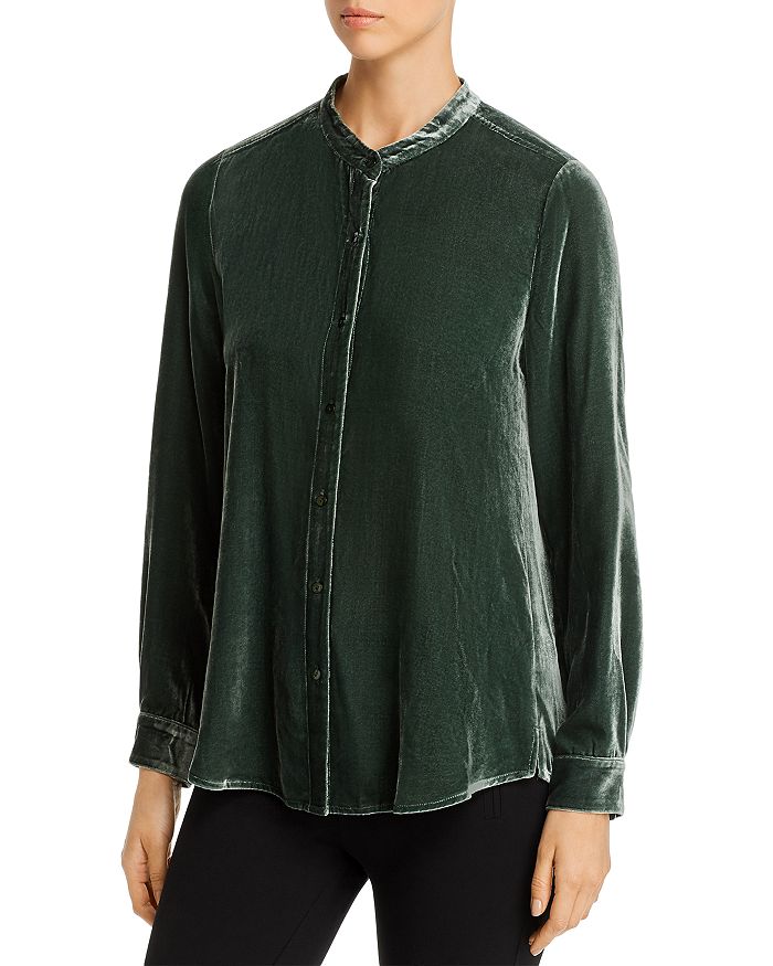 Eileen Fisher Velvet Button Down Blouse Bloomingdale s