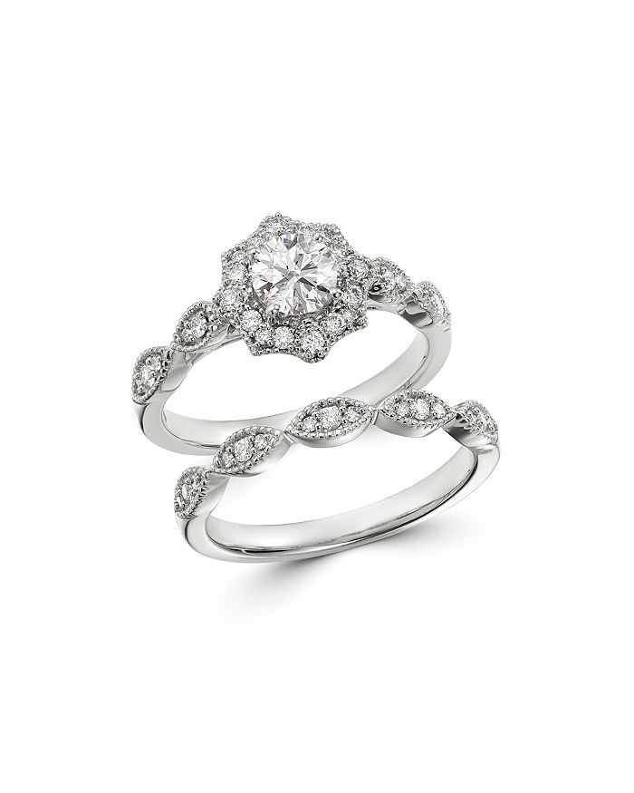 Bloomingdale's Diamond Milgrain Engagement Ring In 14k White Gold, 1.0 Ct. T.w. - 100% Exclusive