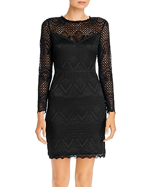 Aqua Long-sleeve Lace Sheath Dress - 100% Exclusive In Black