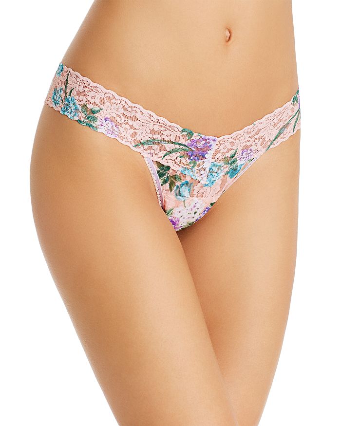 Hanky Panky Low-rise Printed Lace Thong In Ashley Floral