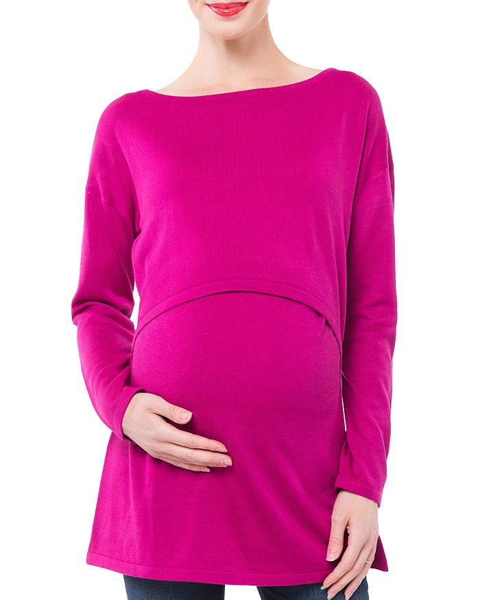 Nom Maternity Sia Maternity & Nursing Tunic Sweater In Fuchsia