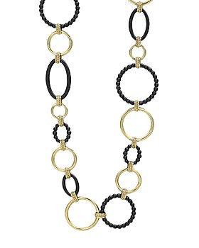 LAGOS - 18K Yellow Gold Gold & Black Caviar Black Link Necklace, 18"