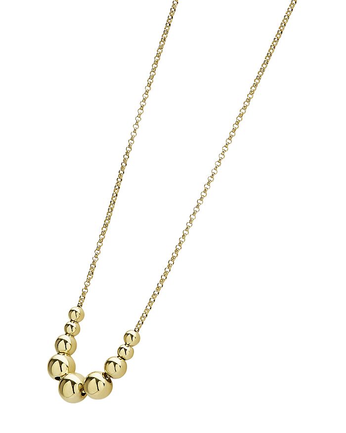Shop Lagos 18k Yellow Gold Caviar Gold Graduated Bead Center Chain Necklace, 16-18