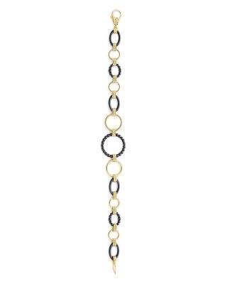 Meridian 18K Yellow Gold Gold & Black Caviar Black Ceramic Circle Link Bracelet
