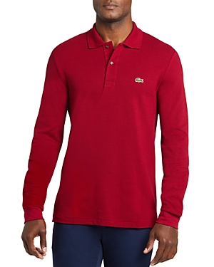 Lacoste Classic Fit Long-sleeve Pique Polo Shirt In Red