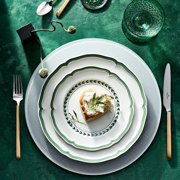 Villeroy & Boch French Garden Green Lines Rim Soup Plate In White
