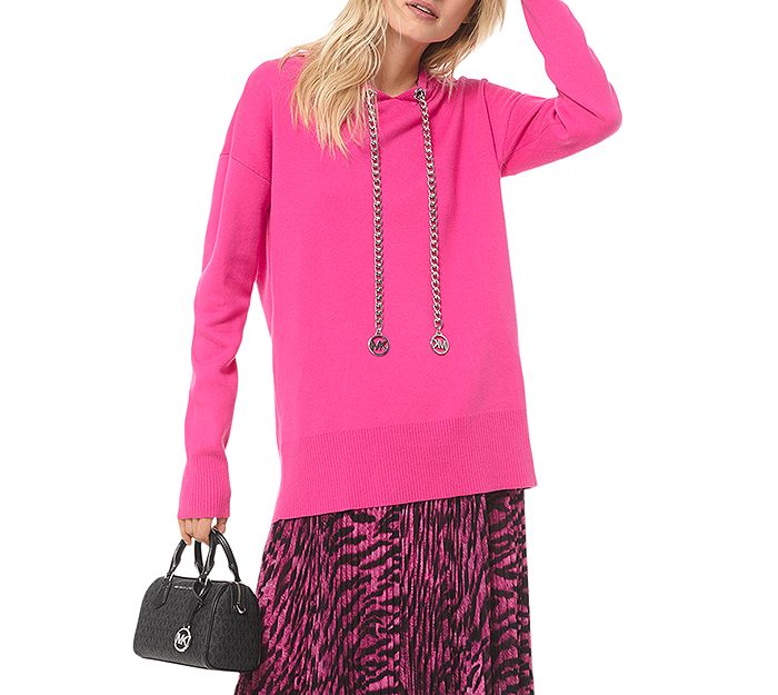 Michael Michael Kors Chain drawstring Hoodie In Electric Pink ModeSens