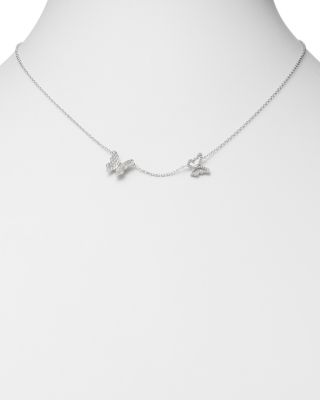Pav&eacute; Diamond Butterfly Necklace in 14K White Gold, 0.25 tcw 